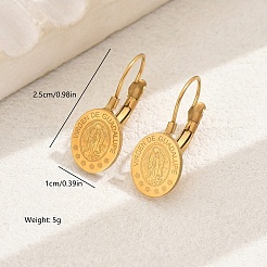 304 Stainless Steel Coin Hoop Earrings&nbsp;GM0292