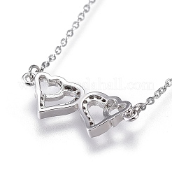 Brass Micro Pave Clear Cubic Zirconia Pendant Necklaces&nbsp;NJEW-R256-01
