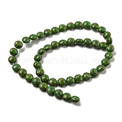 染め合成ターコイズビーズ連売り  フラットラウンド  オリーブドラブ  8x5.5mm  穴：1mm  約48個/連  15.63インチ（39.7cm）&nbsp;G-B070-E01-01
