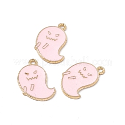 合金ペンダント  エナメル  ゴーストチャーム  ゴールドカラー  ピンク  22x14x1.5mm  穴：1.8mm&nbsp;ENAM-H039-08G-A