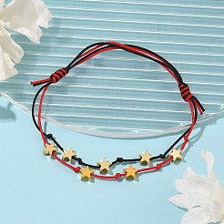 ナイロンスレッド編組ビーズブレスレット  真鍮スタービーズ付き  ミックスカラー  内径：2-1/8~3インチ（5.5~7.5cm）&nbsp;BJEW-TA00545