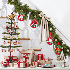 12Pcs 4 Styles Cloth Christmas Stocking Gift Bag Pendant Decoration&nbsp;FIND-SP0020-60D
