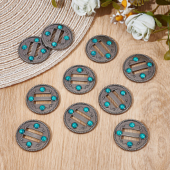 合金プラスチックバックル10個  フラットラウンド  ダークターコイズ  38.5x5mm&nbsp;FIND-CY0001-90