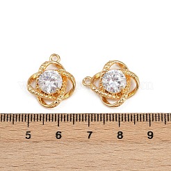 真鍮の舗装キュービックジルコニアペンダント  花  18KGP本金メッキ  19x16.5x6mm  穴：1.6mm&nbsp;KK-C115-05G