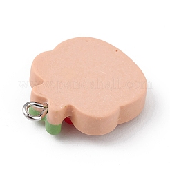 不透明樹脂ペンダント  かわいいチャーム  プラチナトーンの鉄ループ付き  クマ  25x20x7mm  穴：2mm&nbsp;RESI-D064-03P-01