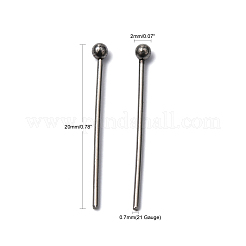 変色しにくい304ステンレススチール製ボールヘッドピン  20x0.7mm  21ゲージ  ヘッド：2mm&nbsp;STAS-R015-20mm