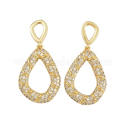Brass Micro Pave Clear Cubic Zirconia Dangle Stud Earrings&nbsp;EJEW-K312-07G