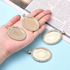 Oval Alloy Rhinestone Big Pendant Cabochon Settings&nbsp;ALRI-T356-01KCG