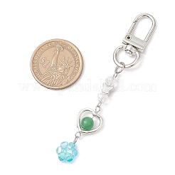 Flower Acrylic & Dyed Natural Jade Beads Pendant Decorations&nbsp;HJEW-JM02884