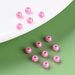 不透明なアクリルビーズ  ABカラー  ラウンド  ショッキングピンク  4x3.5mm  穴：1.6mm  約15000個/500g&nbsp;MACR-S371-11-I01