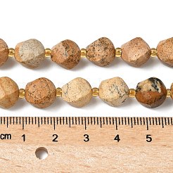 天然石ピクチャージャスパービーズ連売り  多面カット  ツイスト  シードビーズで  10x9~10x9~10mm  穴：1mm  約33~34個/連  15.04''~15.35''（38.2~39センチメートル）&nbsp;G-U023-A09-01