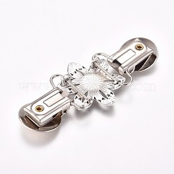 レトロ合金カーディガンクリップ  セーターカラークリップ  ドレスショールクリップ  女性の女の子のために  花  アンティークシルバー＆プラチナ  90mm&nbsp;JEWB-WH0009-46