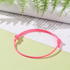 韓国のワックスポリエステルコードブ​​レスレット作り用  濃いピンク  調整可能な直径：40~70mm&nbsp;AJEW-JB00011-07