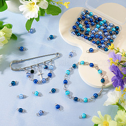 70Pcs 7 Colors Glass Pearl Round Connector Charms&nbsp;PALLOY-TA00265