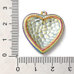 イオンプレーティング（IP）304ステンレスペンダント  テクスチャ  ハートチャーム  虹色  27x25x3.5mm  穴：1.6mm&nbsp;STAS-K267-05B-RC