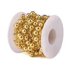 クリスマスツリーラウンドビーズガーランド  プラスチックイミテーションパールビーズトリム  結婚披露宴用品を飾るために  スプールで  ゴールド  3mmと8mm  約10 M /ロール。&nbsp;CHAC-H100-06