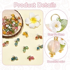 60個 6色 天然マレーシアジェイド＆アクリルパーツ  真鍮パーツ  ミックスカラー  18mm  10個/カラー&nbsp;PALLOY-YW00170