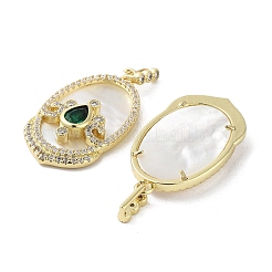 Rack Plating Shell Brass Micro Pave Cubic Zirconia Pendants&nbsp;KK-E102-27G