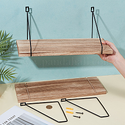 Wooden & Iron Wall Mounted Shelf&nbsp;AJEW-WH0270-948