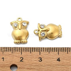 304ステンレスペンダント  ラインストーン付き  フクロウのチャーム  14KGP本金メッキ  15.5x10.5x4mm  穴：1.6mm&nbsp;STAS-L022-338G