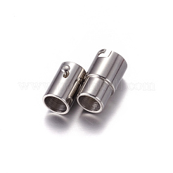 変色しにくいステンレススチール製のロックチューブとマグネット留め具  コラム  ステンレス鋼色  18x8mm  穴：5mm&nbsp;X-STAS-H019-3