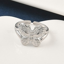 304 Stainless Steel Open Cuff Rings for Women&nbsp;RJEW-A079-02A-P