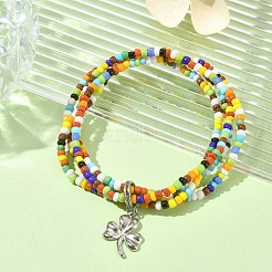 Glass Seed Beaded Multi Loops Warp Bracelets&nbsp;BJEW-TA00339-03