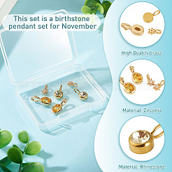 4pcs 2 Styles Cubic Zirconia Charm with 2pcs Stainless Steel Rhinestone Charm&nbsp;ZIRC-TA0001-35