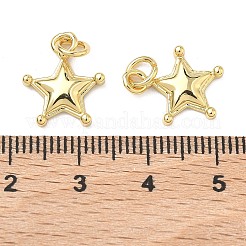 真鍮製チャーム  スターのチャーム  長持ちメッキ  ラックめっき  カドミウムフリー＆鉛フリー  18KGP本金メッキ  14x12x2.5mm  丸カン：5x1ミリ  内径：3mm&nbsp;KK-P345-10G