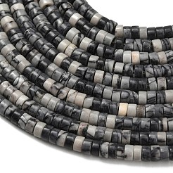ナチュラルブラックネットストーンビーズ連売り  ディスク  ヒシビーズ  4x2~2.5mm  穴：0.7mm  約158~160個/連  14.96''~15.16''（38~38.5センチメートル）&nbsp;G-Z110-A23-2x4mm