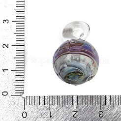 手作りランプワークペンダント  ラウンド  スレートブルー  27.5~28.5x17.5~18mm  穴：4.5~5mm&nbsp;LAMP-Q005-07B