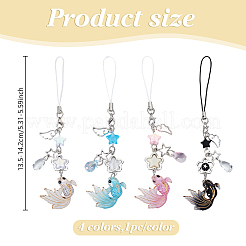 金魚と星の樹脂と合金の携帯ストラップ4個4スタイル  ポリエステルコードモバイルアクセサリー装飾  ミックスカラー  13.5~14.2cm  1個/スタイル&nbsp;HJEW-HY0001-20