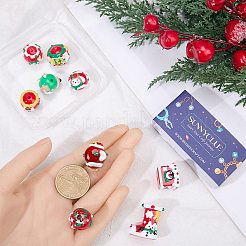 9種類の不透明手描きアクリルエナメルビーズ  クリスマステーマビーズ  ミックスカラー  混合図形  17~26x17~24x7~26.5mm  穴：2.2~3.6mm  1個/スタイル&nbsp;SACR-SC0001-42