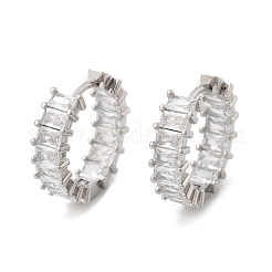 Brass Micro Pave Cubic Zirconia Huggie Hoop Earrings&nbsp;EJEW-K083-37P-B