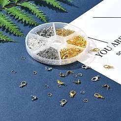 DIY Zinc Alloy Lobster Claw Clasps & 304 Stainless Steel Open Jump Rings & Brass Bead Tips Making Findings Kits&nbsp;DIY-FS0006-92