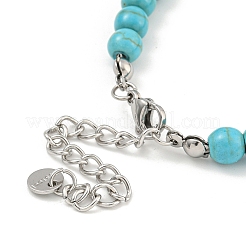 304 Stainless Steel & Synthetic Turquoise Round Beaded Bracelets for Women&nbsp;BJEW-G717-09