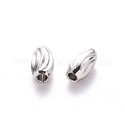 変色しない201ステンレス鋼の波形ビーズ  オーバル  ステンレス鋼色  5x3mm  穴：1.2mm&nbsp;X-STAS-S103-16A-P