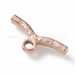 イオンプレーティング（IP）304ステンレススチールマンテルパーツ  テクスチャ  バー  ローズゴールド  18x6x2mm  穴：2mm&nbsp;STAS-K209-02RG