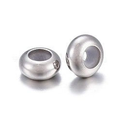 202ステンレスビーズ  内部のゴムと  スライダービーズ  ロンデル  ステンレス鋼色  7x3.5mm  穴：2.5mm  ゴム穴：1.2mm&nbsp;STAS-P238-01P-03