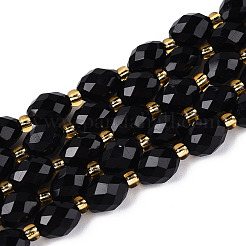 Natural Black Obsidian Beads Strands&nbsp;G-N342-53-8x6-01