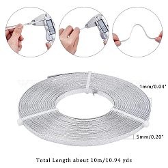 アルミ製ワイヤー  フラット  テクスチャ  銀  5x1mm  10 m /ロール&nbsp;AW-NB0001-02