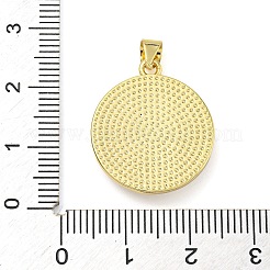 Rack Plating Brass Pave Shell Flat Round Pendants&nbsp;KK-Z063-11G-02