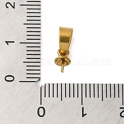 304ステンレススチールカップパールペグベイルピンペンダント  片穴パーツ用  ゴールドカラー  12mm  ペンダント：7x4mm  穴：5x3.5mm  ピン：0.7mm&nbsp;STAS-D013-03B-G