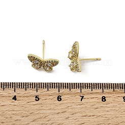Brass Clear Cubic Zirconia Butterfly Stud Earrings&nbsp;EJEW-L261-029B-G