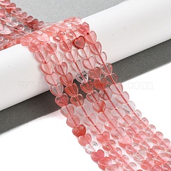 チェリークォーツガラスビーズ連売り  ハート  6x6x3mm  穴：1mm  約69~71個/連  14.57''~14.96''（37~38センチメートル）&nbsp;G-M403-A18-02