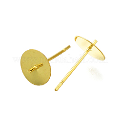 304ステンレススチールスタッドピアス金具  片穴パーツ用  18KGP本金メッキ  14x8mm  ピン：12x0.8mm&nbsp;STAS-P370-01E-G