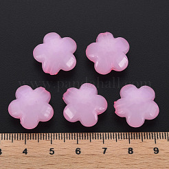 模造ゼリーアクリルビーズ  花  多面カット  パールピンク  17x17.5x10mm  穴：2mm  約340個/500g&nbsp;MACR-S373-87-E10