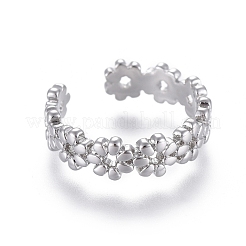 調節可能な真鍮のつま先リング  開いているカフス  オープンリング  花  プラチナ  サイズ4  内径：14.5mm&nbsp;RJEW-EE0002-12P