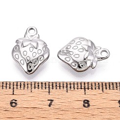 304ステンレススチールチャーム  ストロベリーチャーム  変色防止  ステンレス鋼色  15x11x4mm  穴：1.5mm&nbsp;STAS-N108-47P