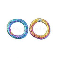 イオンプレーティング（IP）304ステンレススチールリンクリング  ハンマーラウンドリング  虹色  32.5x1.5mm  穴：20.5mm&nbsp;STAS-B032-02MC